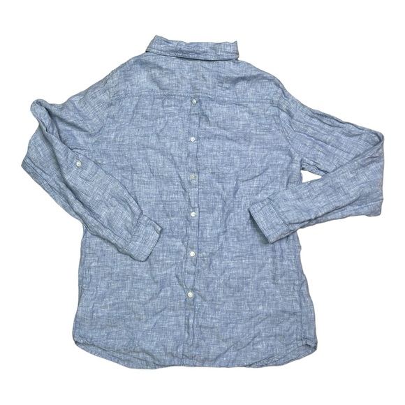 Sigrid Olsen Chambray Button Down Up Blouse Blue 100% Linen Casual Top Size L - Picture 2 of 12
